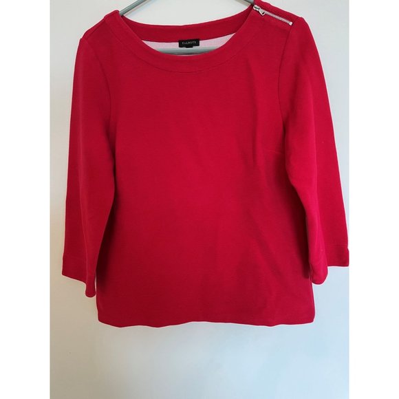 Talbot's Women's Medium Red Knit Top w/Zipper Embellishment - Picture 1 of 8